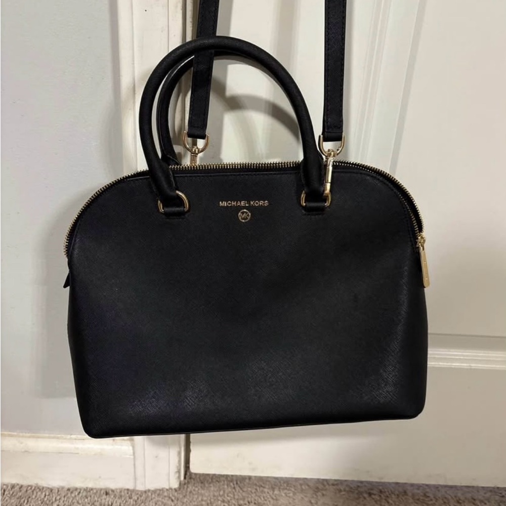Michael Kors Black Satchel with Gold Accents